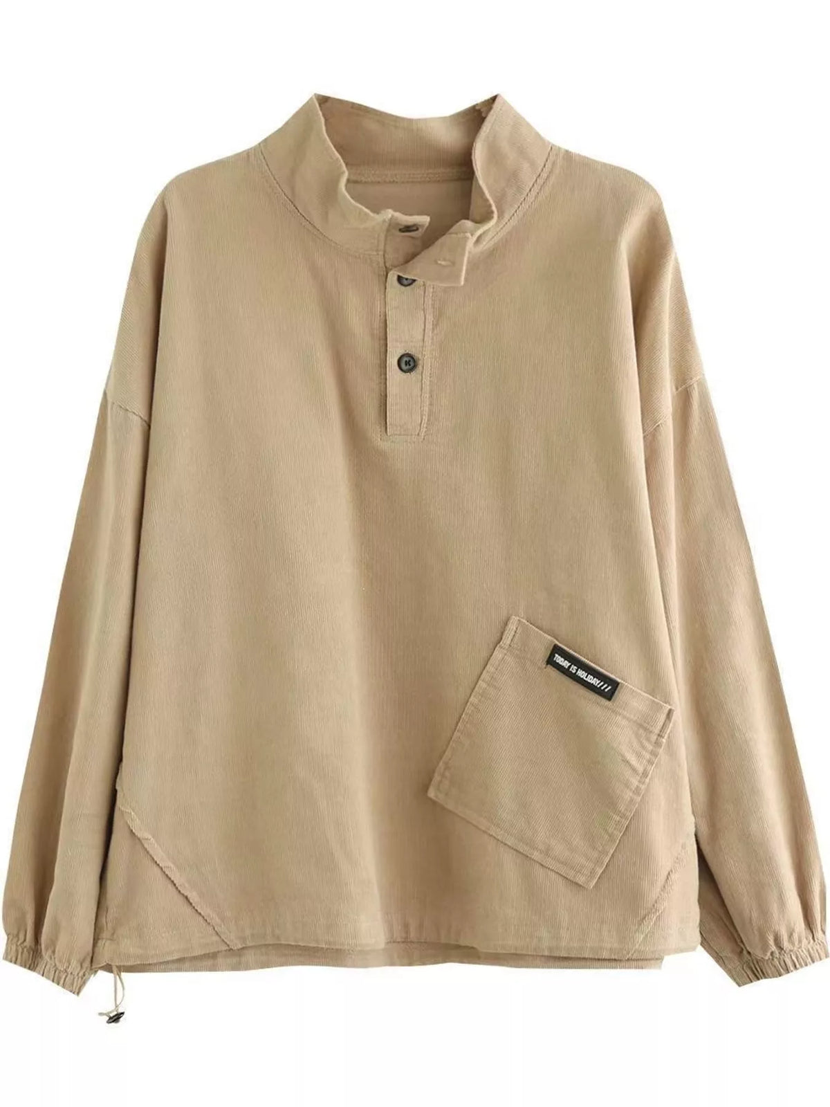 Apricot-New Arrival-Spring And Fall button detail dropped shoulder sweatshirt