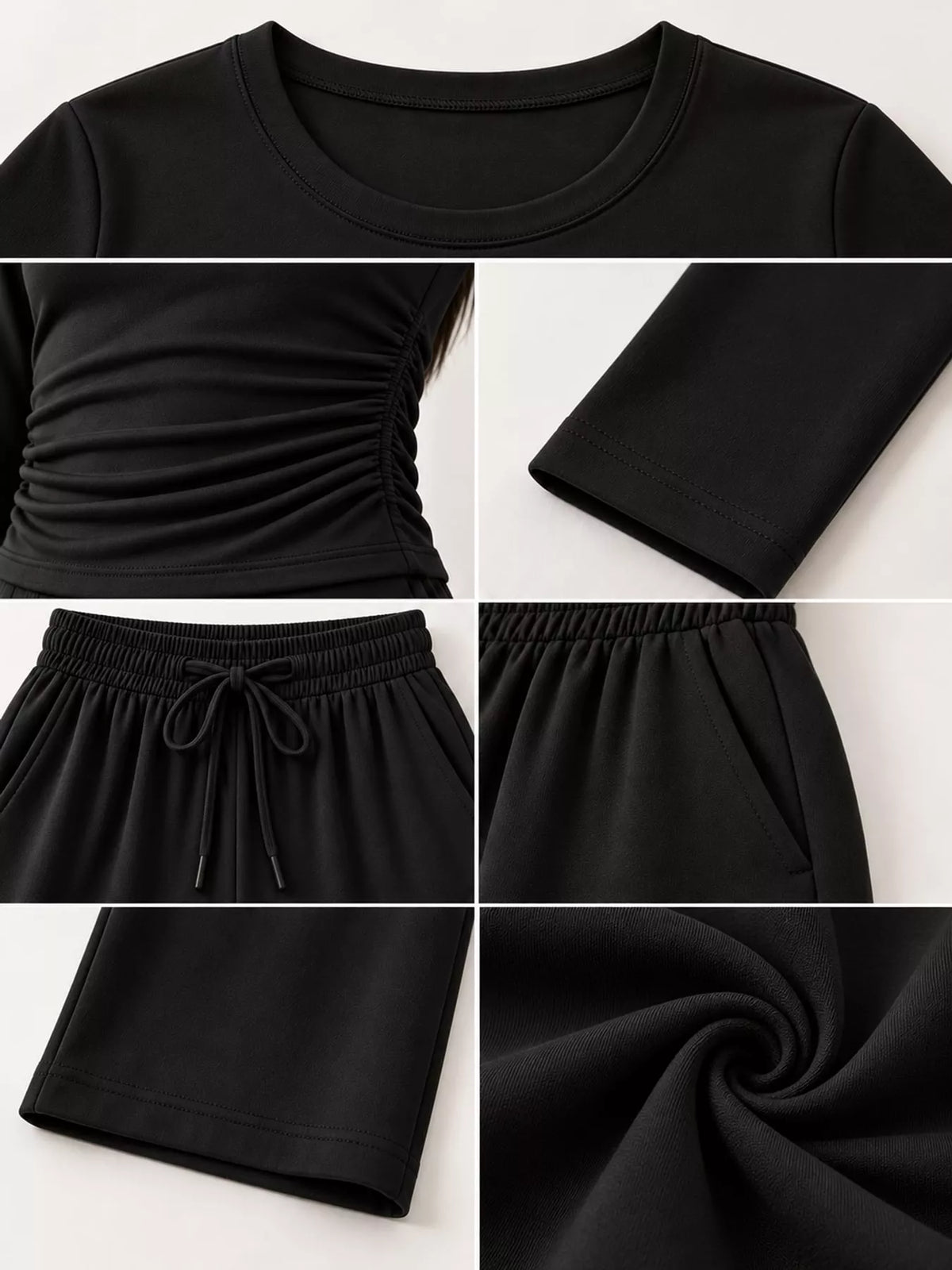Wide-leg top and pants set, garment detail