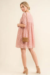 Trendsi And The Why Woven Leopard Baby Doll Roll-Sleeve Casual Dress -