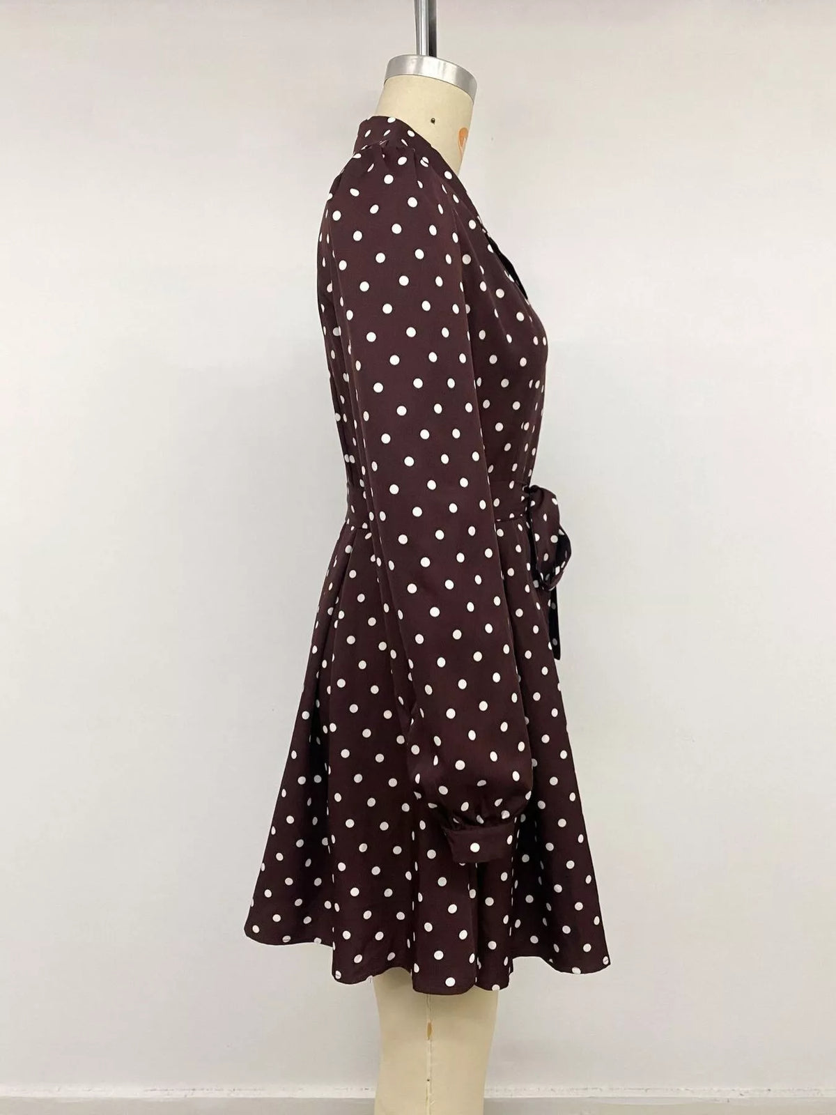 Trendsi Polka Dot Long Sleeve Shirt Dress -