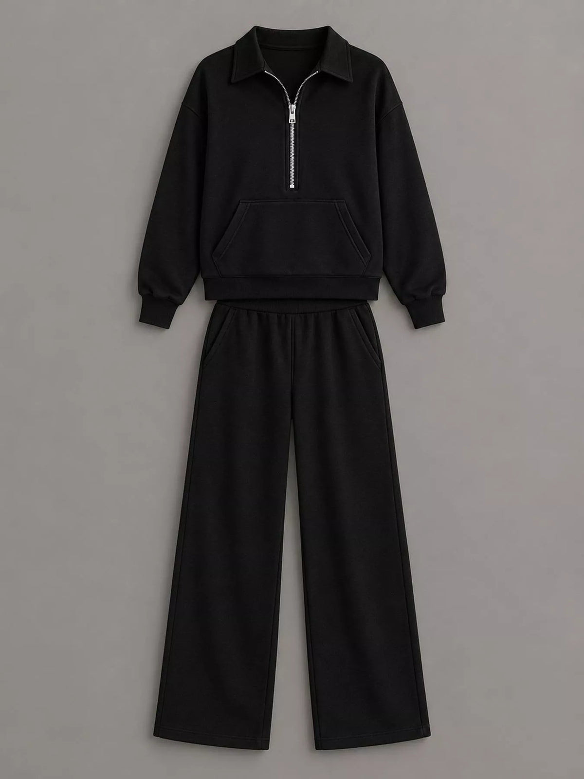 Collared long sleeve outfit set, product view
