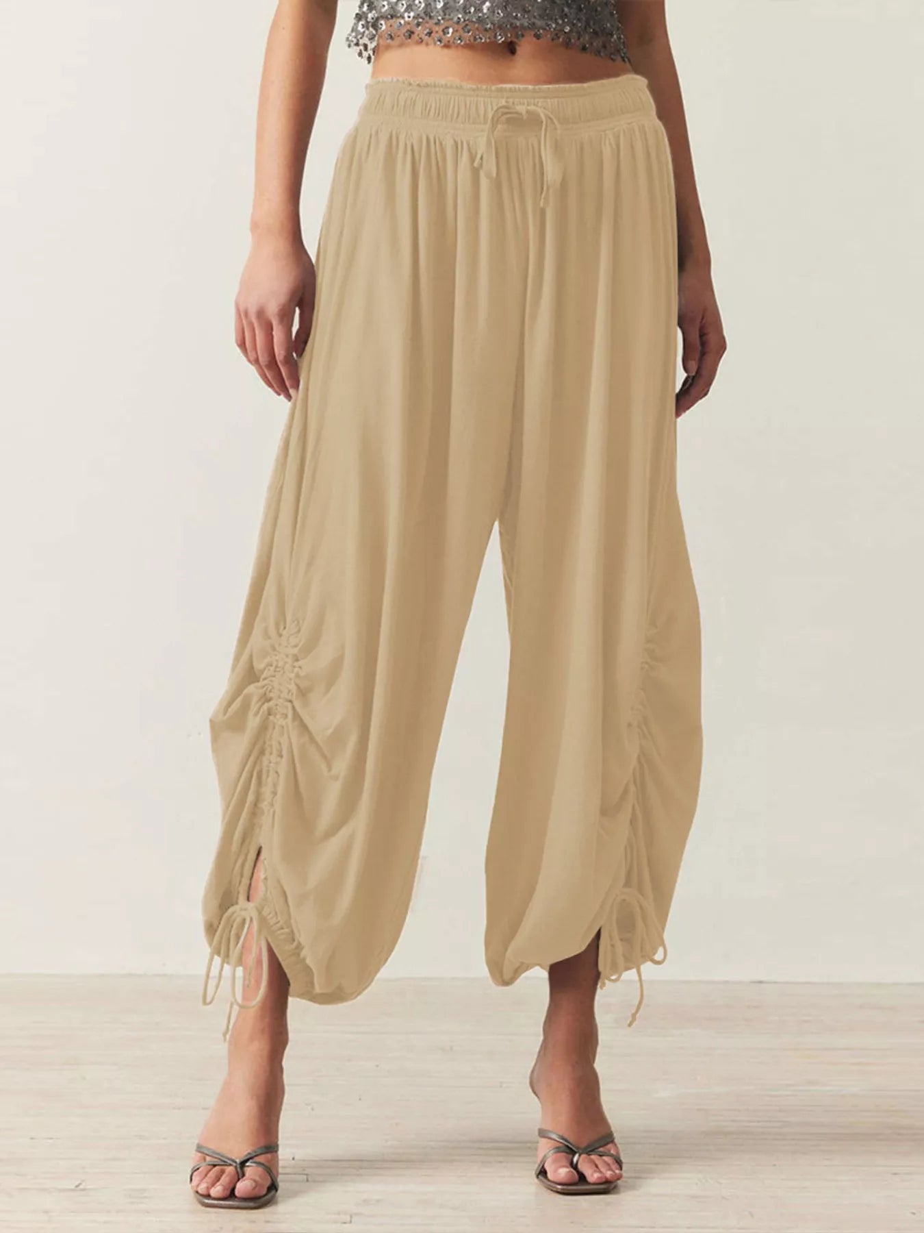 Trendsi Ruched Drawstring Harem Pants -