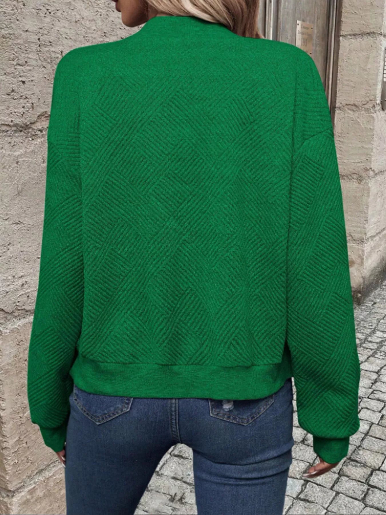 Trendsi Textured Knit Zip-Up Bomber Jacket -