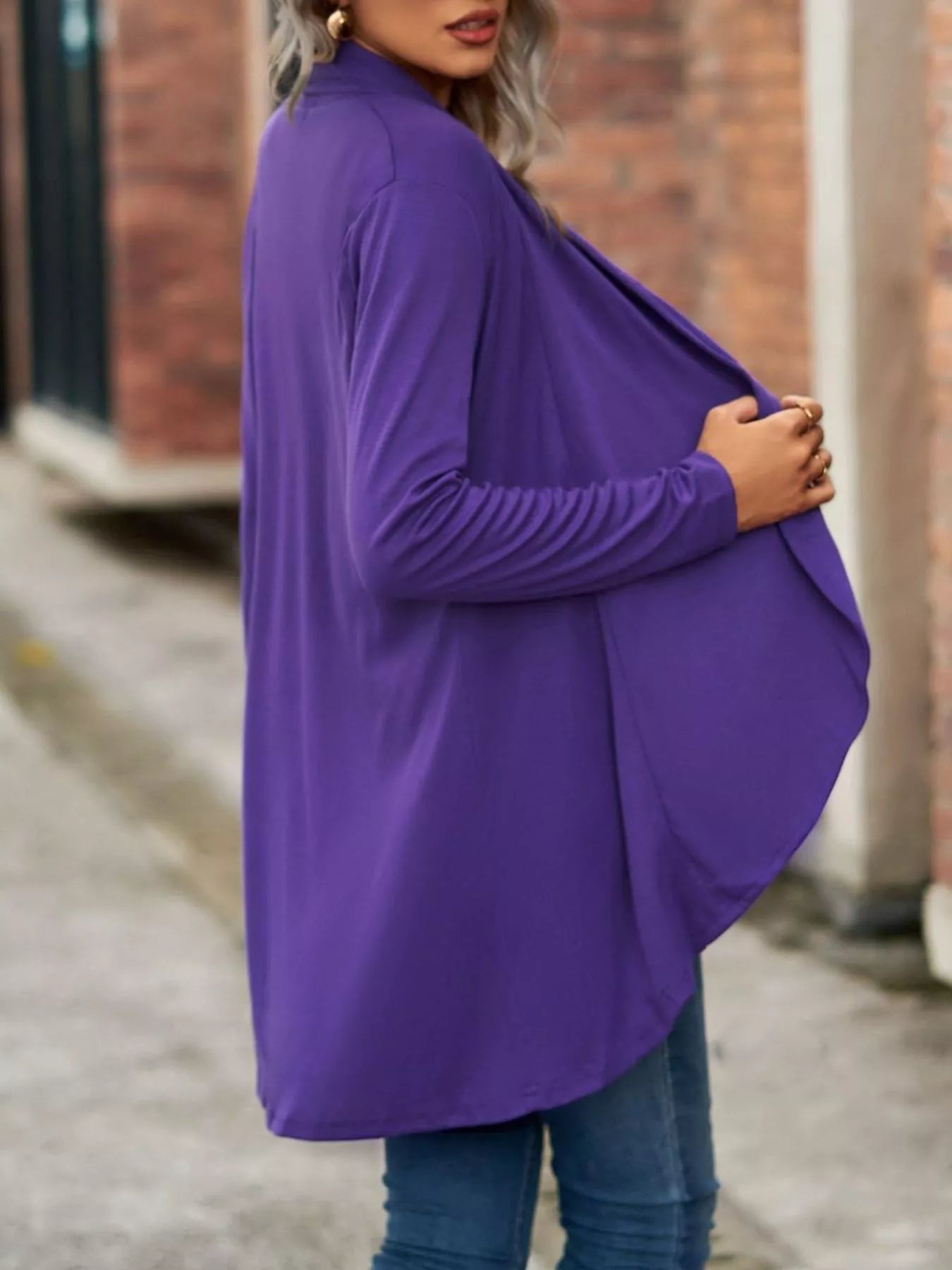 Trendsi Open-Front Dropped Shoulder Cardigan -