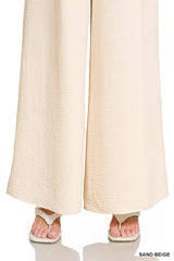 Trendsi Zenana Woven Airflow Elastic Waistband Pants -
