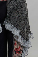 Trendsi POL Vintage Wash Ruffled Crochet Vest Cardigan -