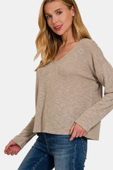 Trendsi Zenana Dropped Shoulder Long Sleeve T-Shirt -