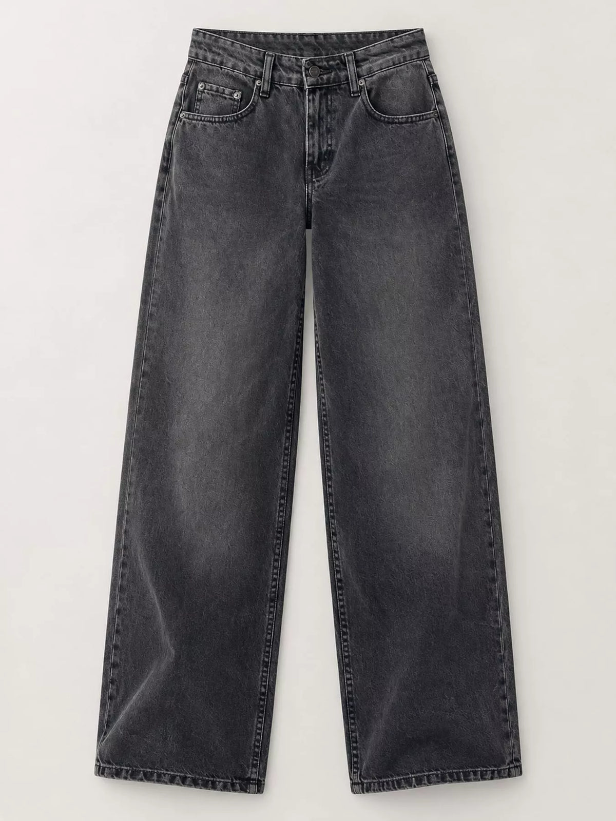 Wide-Leg Vintage Wash Jeans in gray, front view