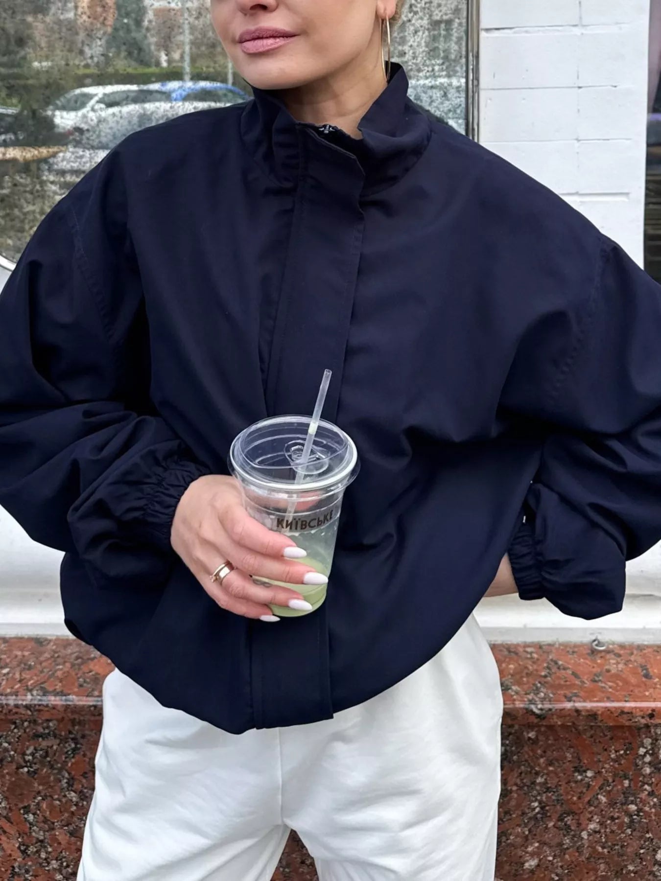 Trendsi Zip Up Dropped Shoulder Jacket -