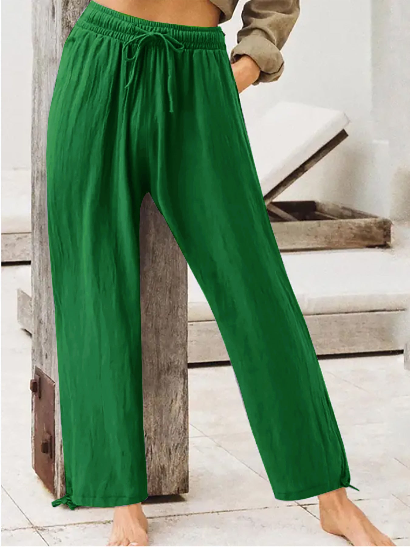 Trendsi Full Size Casual Drawstring Wide-Leg Pants Plus Size - Pants