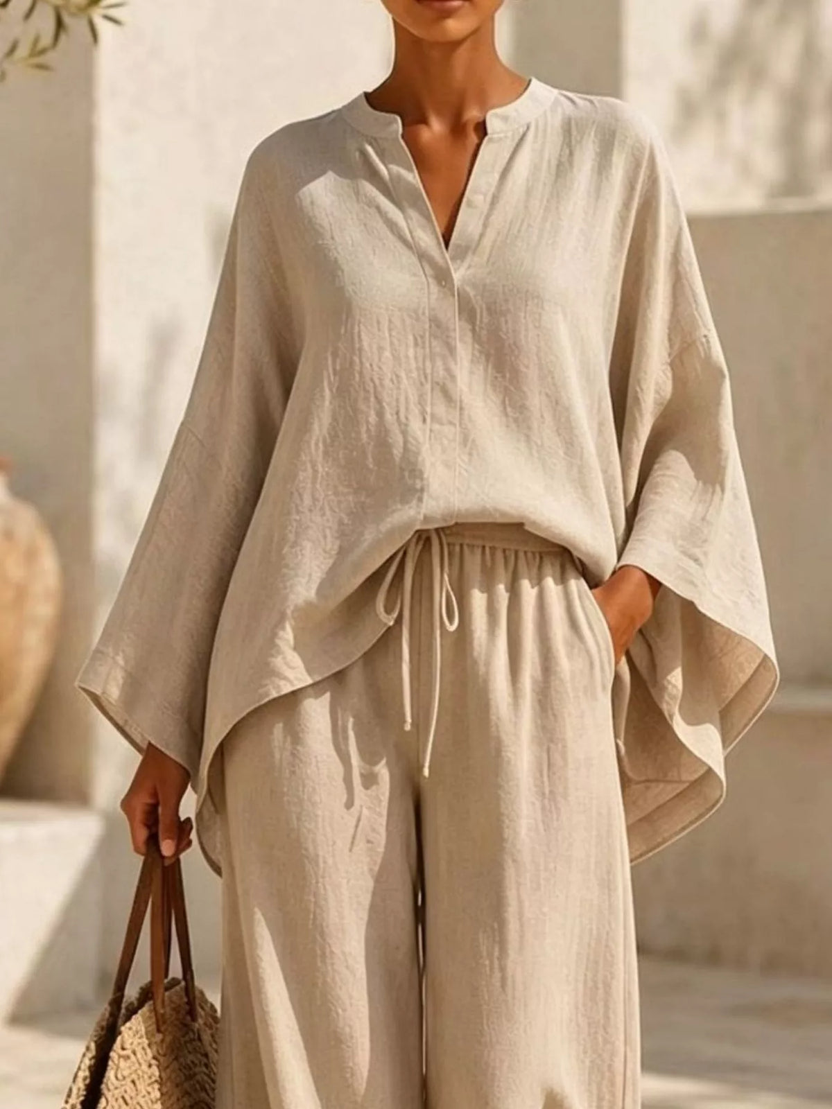 Trendsi Full Size Loose Fit Top and Wide-Leg Pants Set Plus Size -