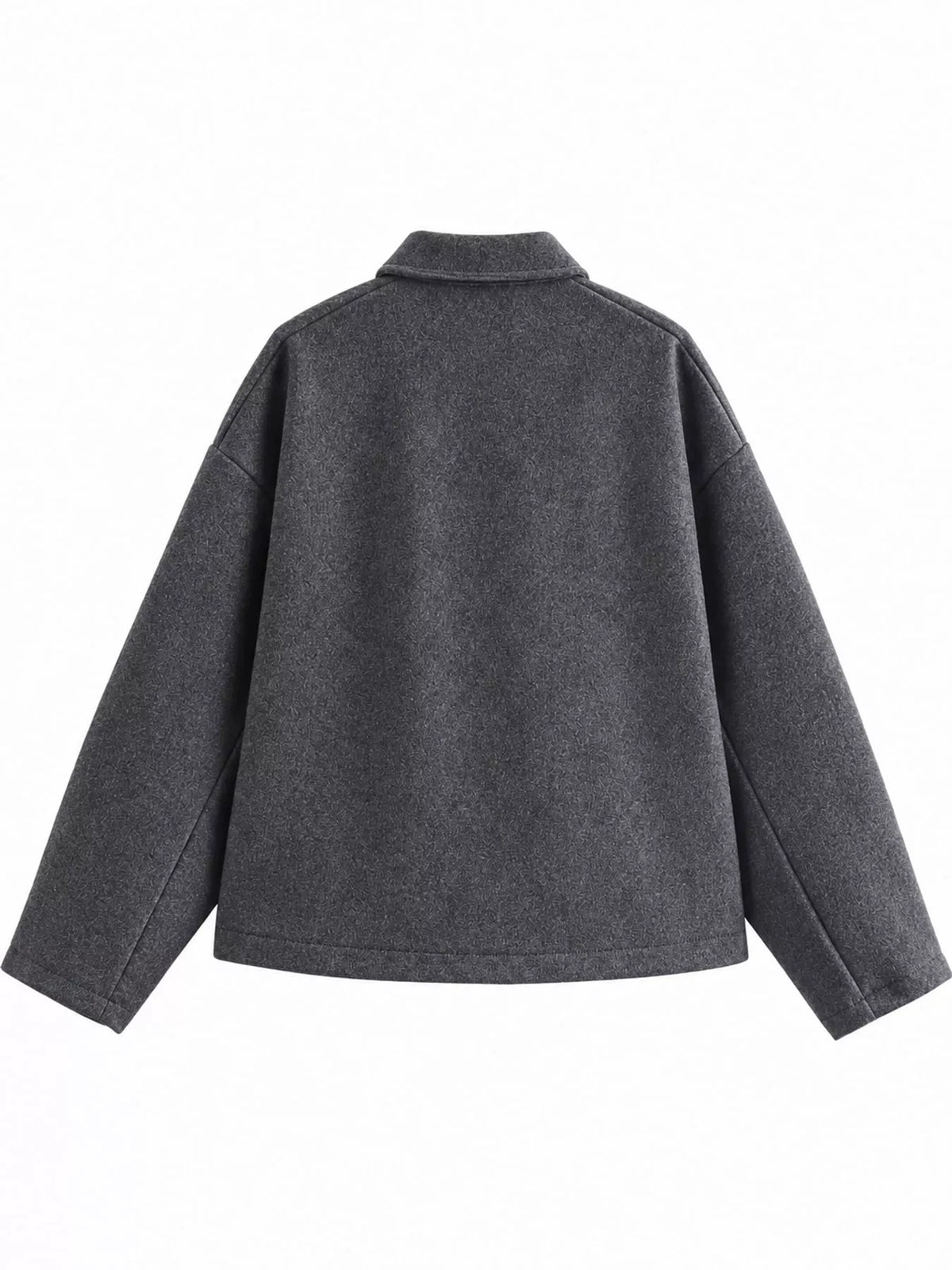 Zip-Up Dropped Shoulder Jacket — back view