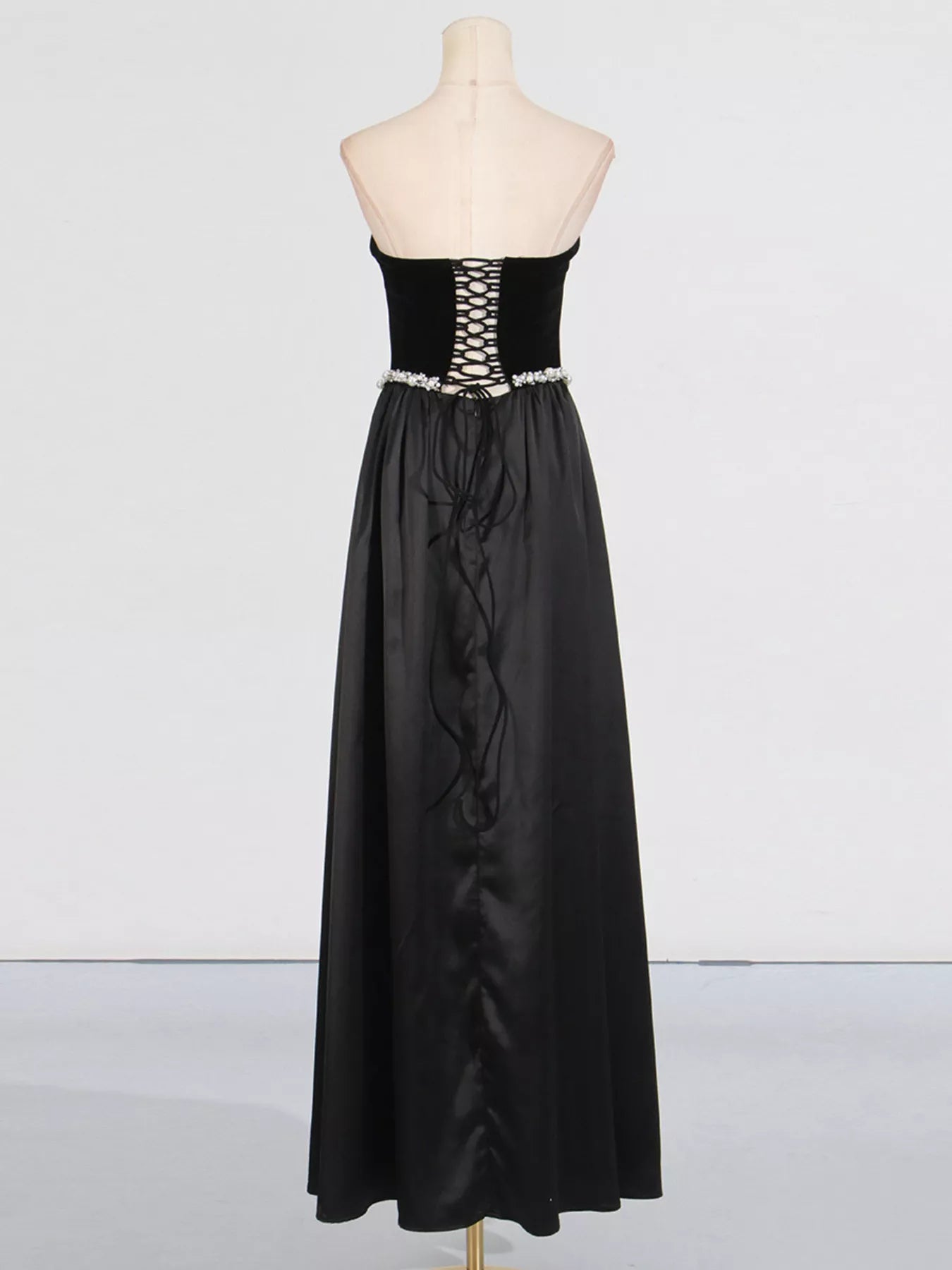 Trendsi Lace Up Back Tube Maxi Dress -