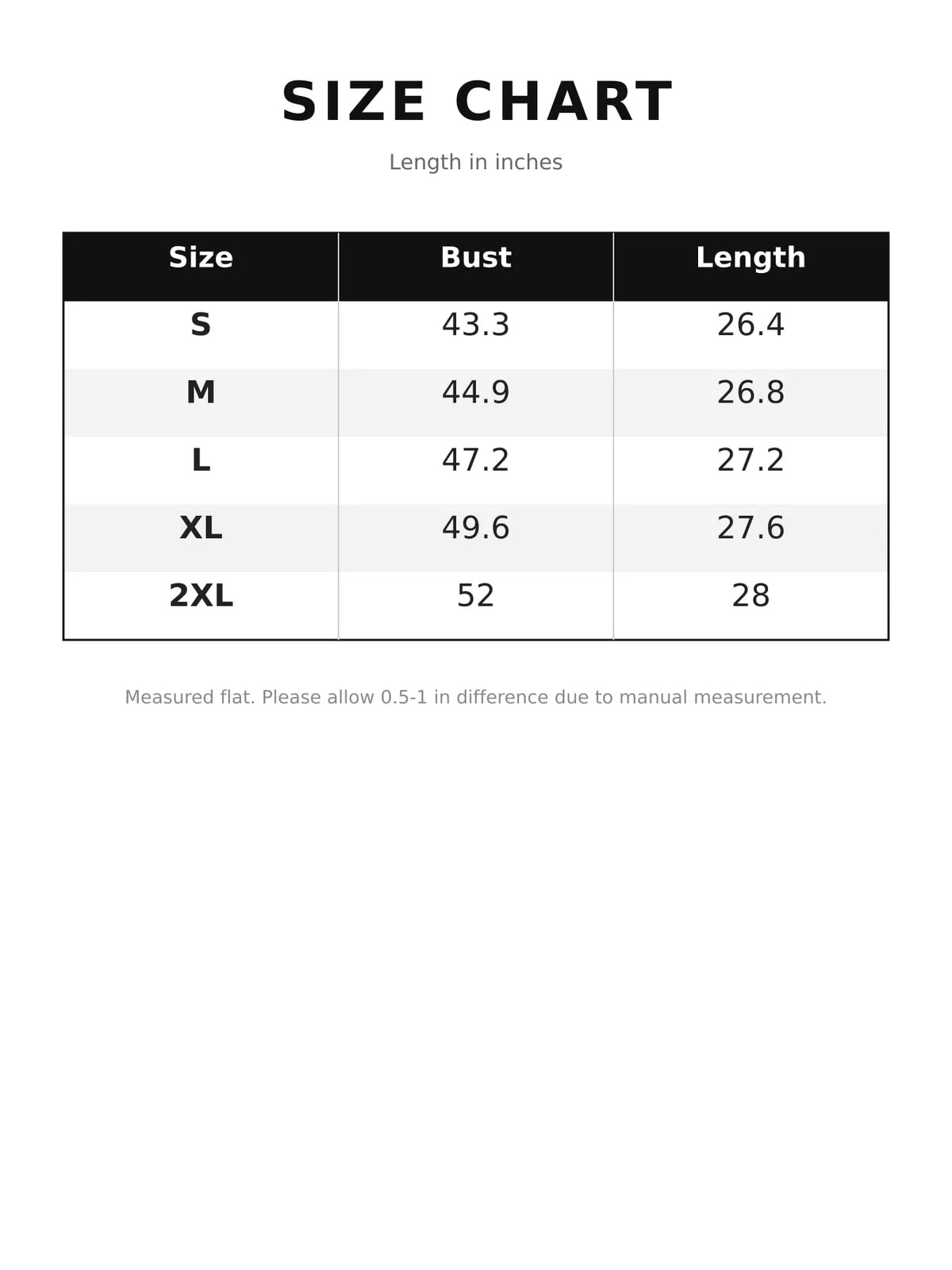 Leopard Faux Fur Zip-Up Jacket — size and measurement chart