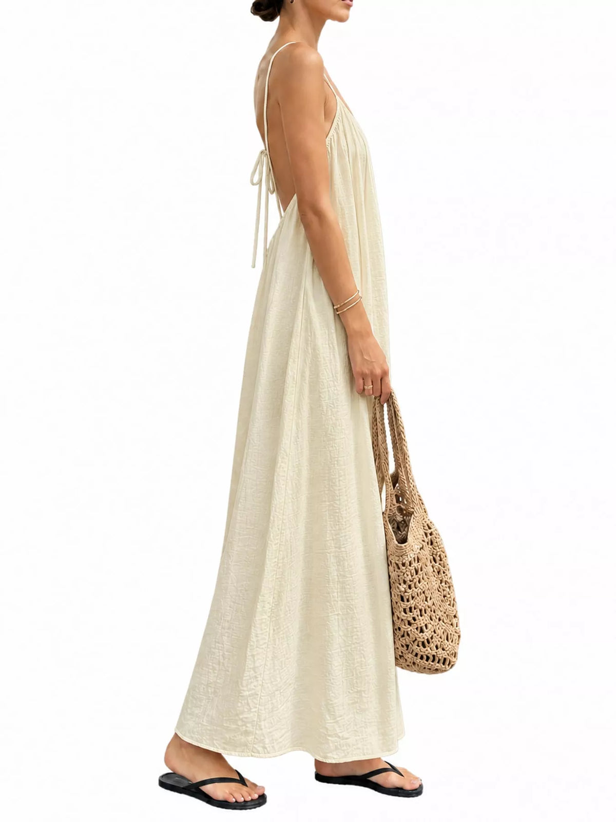 Backless Spaghetti Strap Maxi Dress — side view