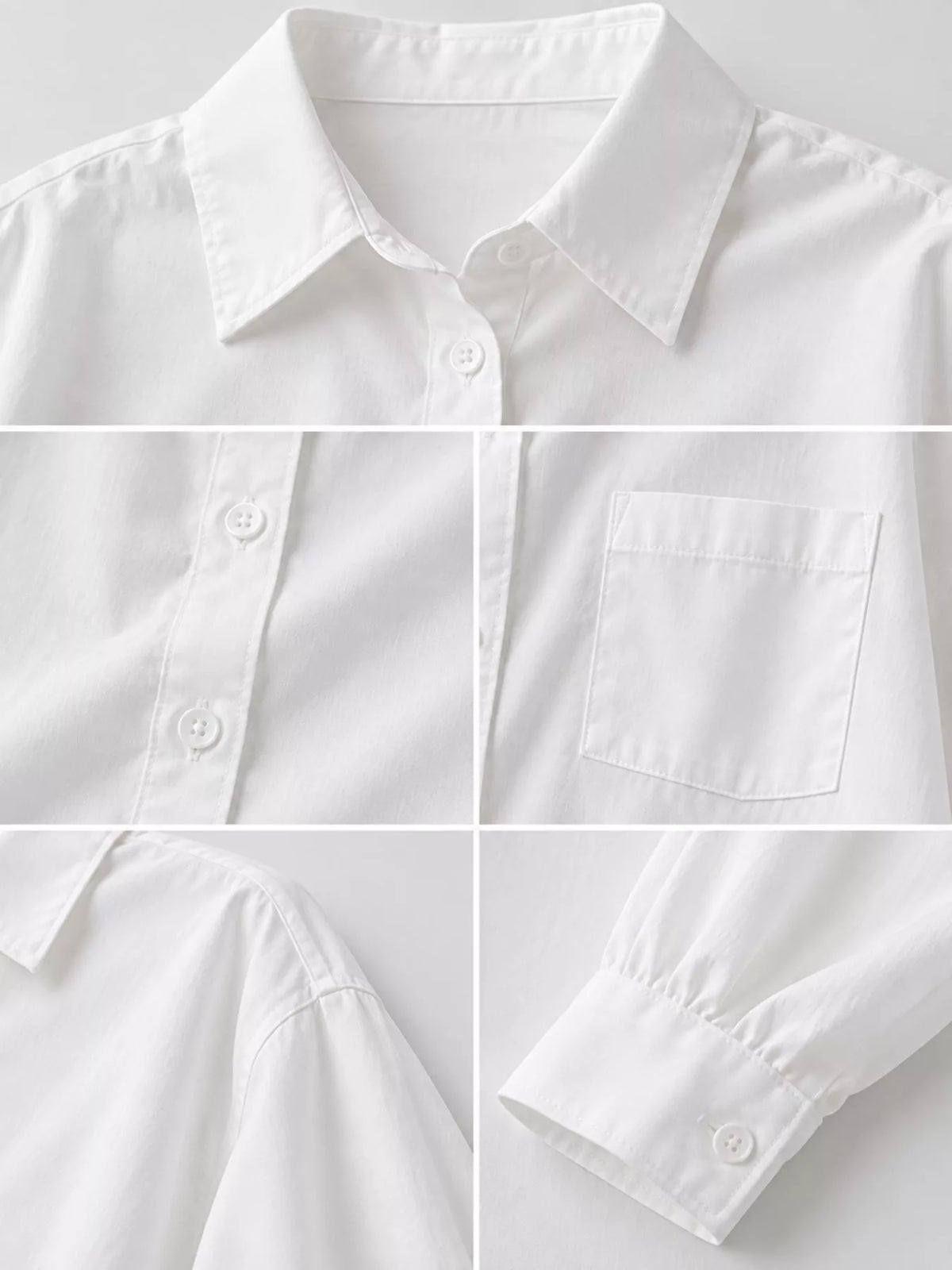 White - With Pocket button-down long sleeve shirt, detail view