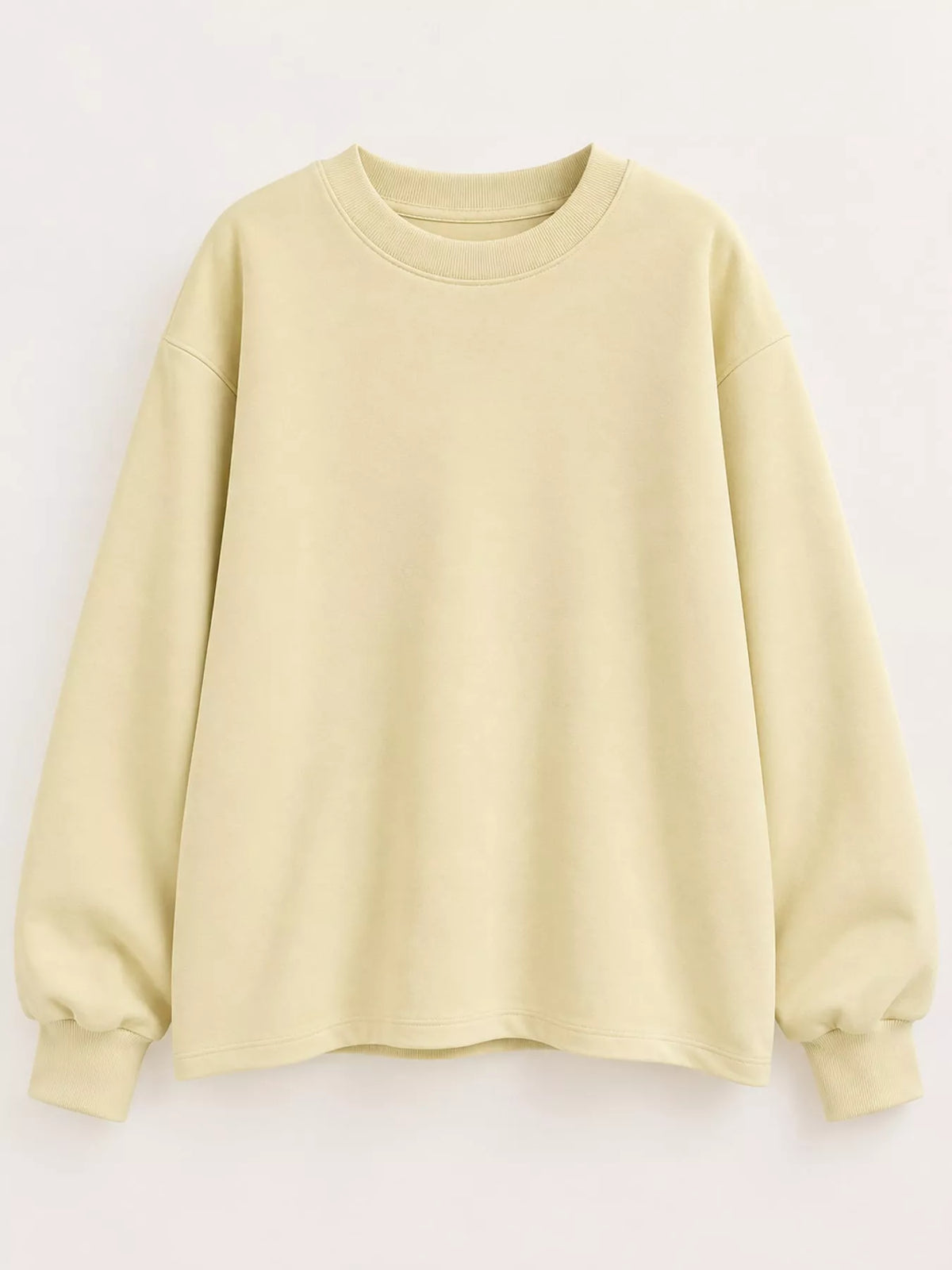 Pullover sweatshirt, pale yellow flat front