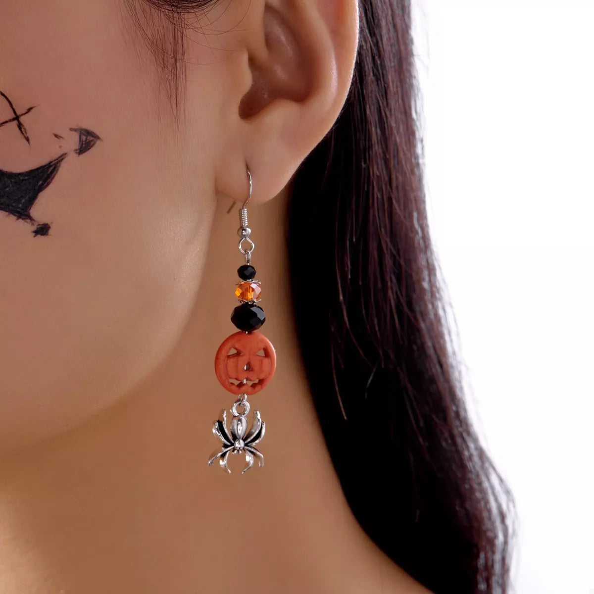 Trendsi Halloween Spider Pumpkin Drop Earrings -