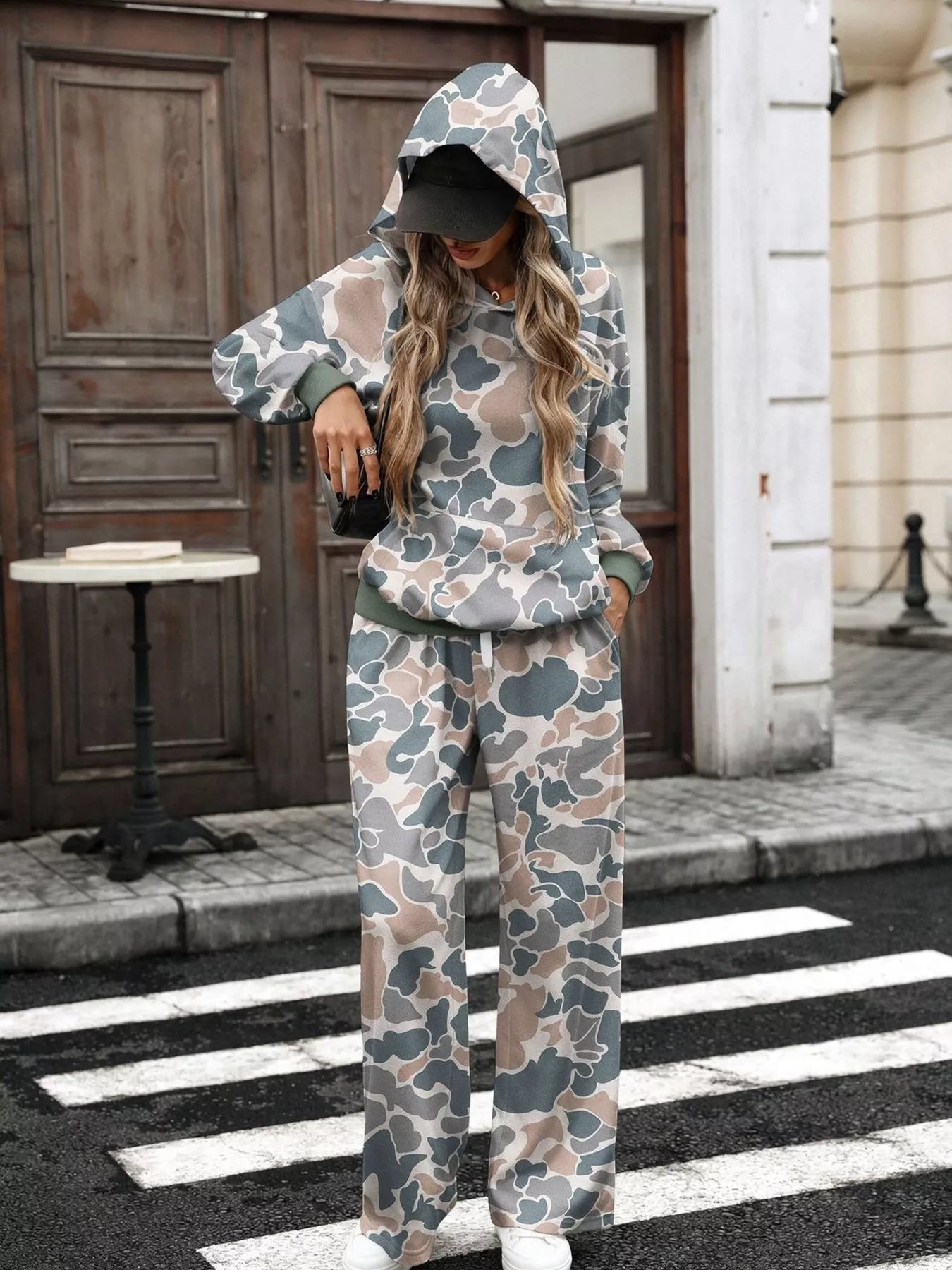 Trendsi Printed Long Sleeve Hoodie and Pants Set -