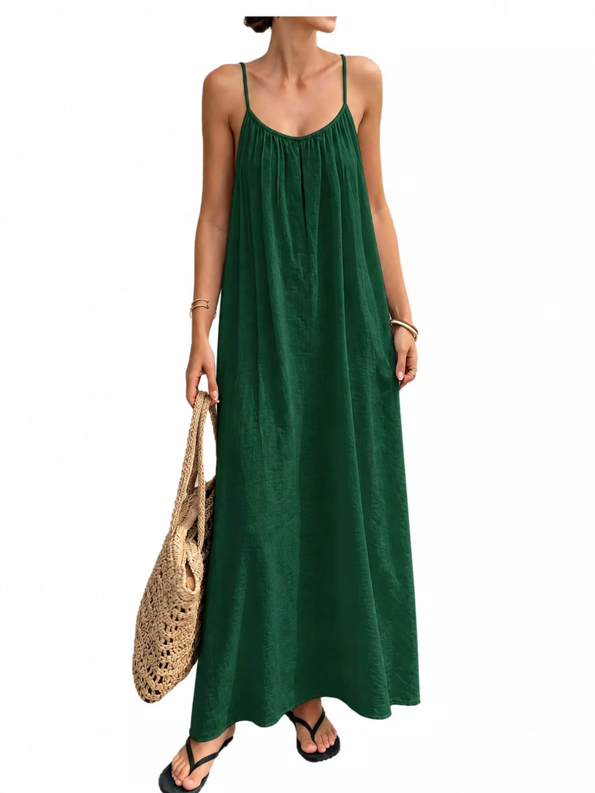 Backless Spaghetti Strap Maxi Dress — front view