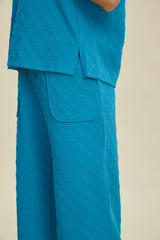 Trendsi Double Take Full Size Texture Drawstring Short Sleeve Hoodie and Pocketed Pants Set -