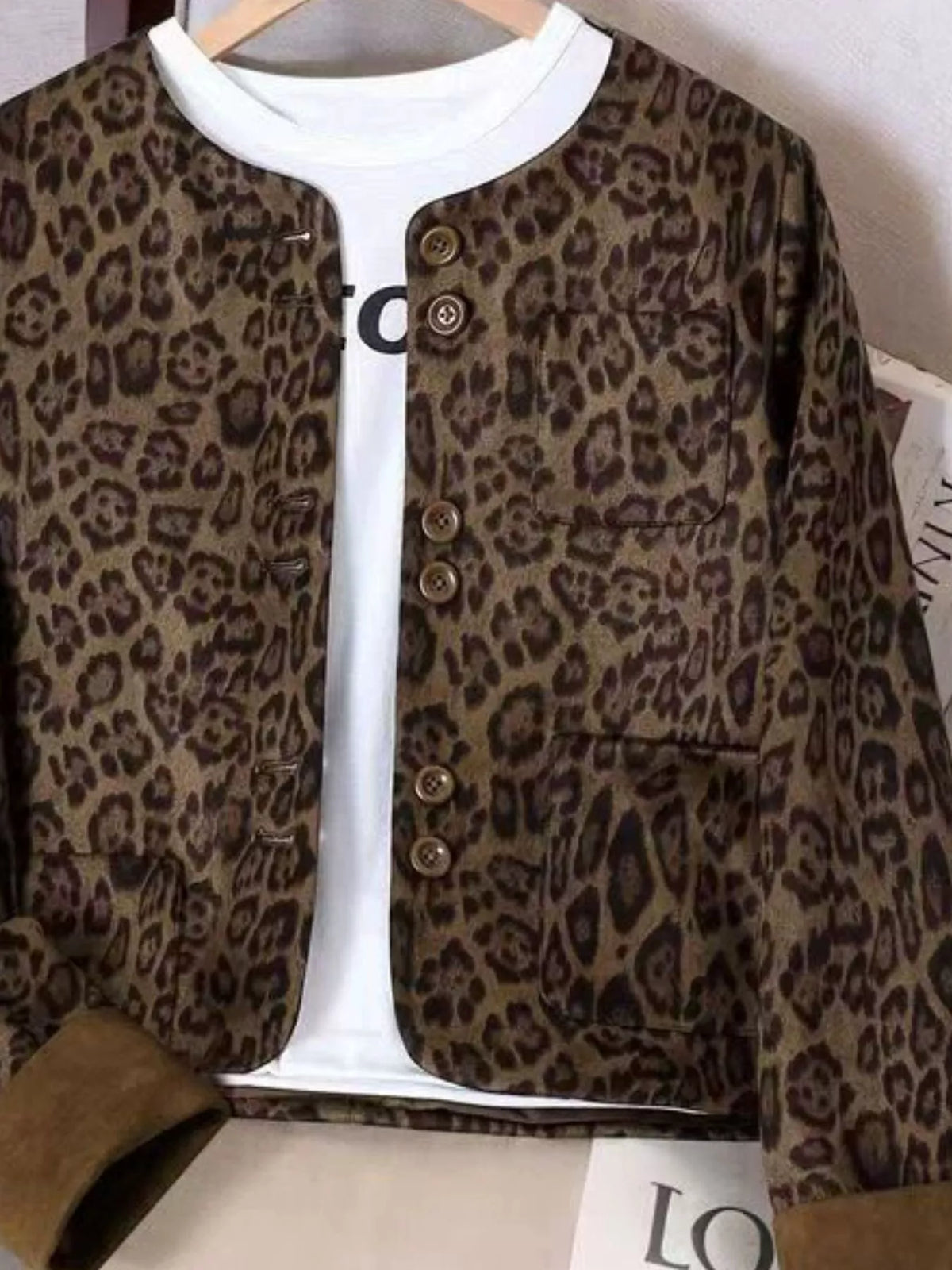 Round neck long sleeve jacket, product view