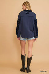 Trendsi Umgee Sequined French Terry Jacket -
