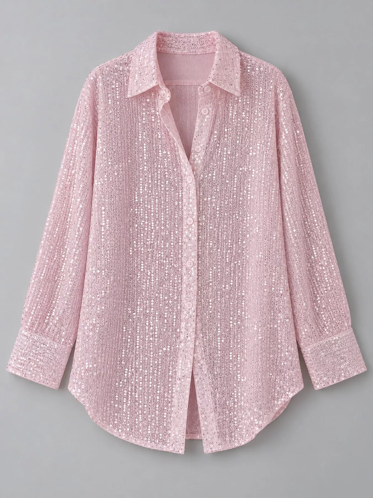 Sequin shirt, pink hanging front