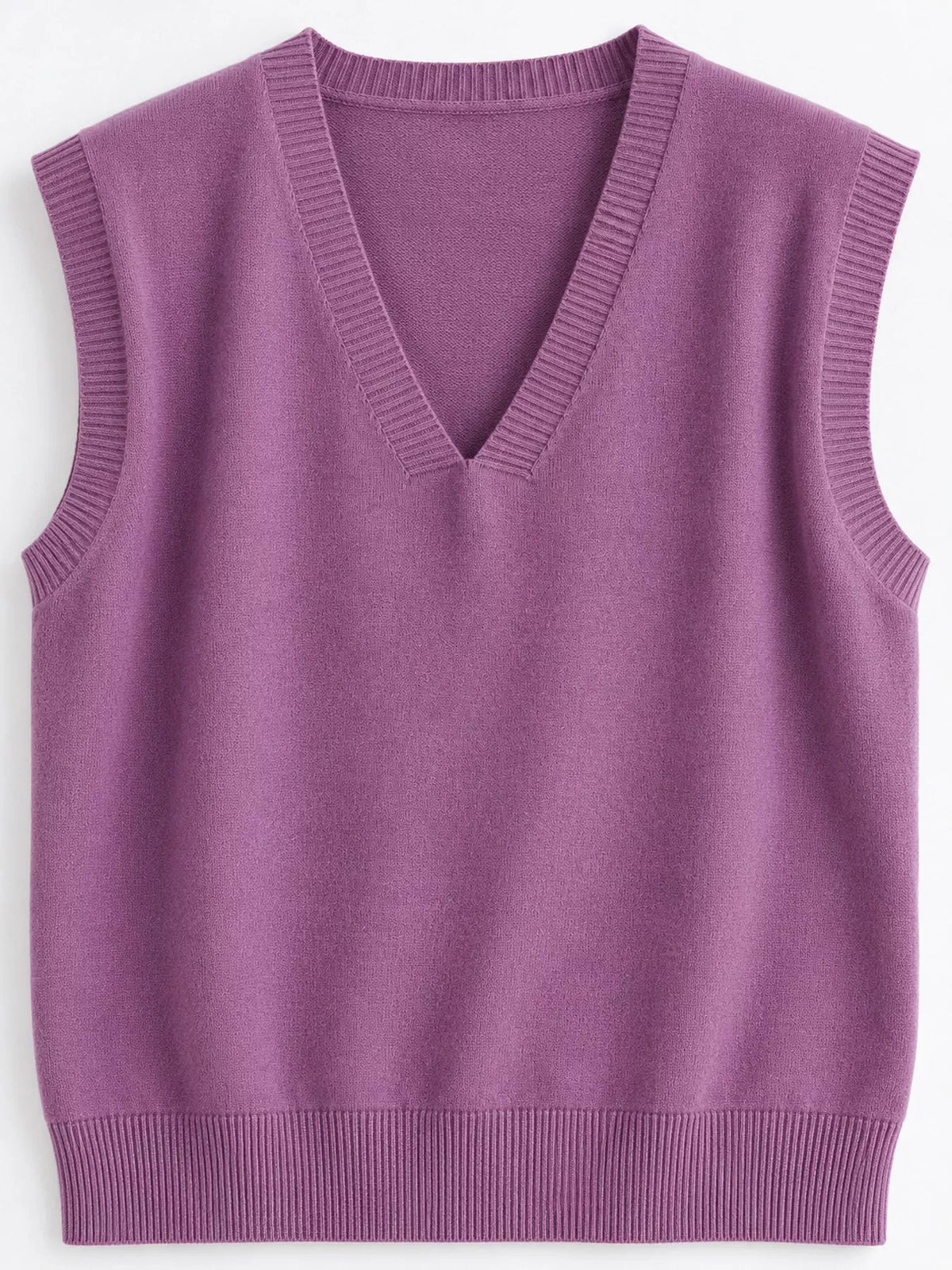 V-Neck Knit Sweater Vest — garment construction details