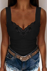 Trendsi Full Size Lace Detail V-Neck Tank Plus Size -