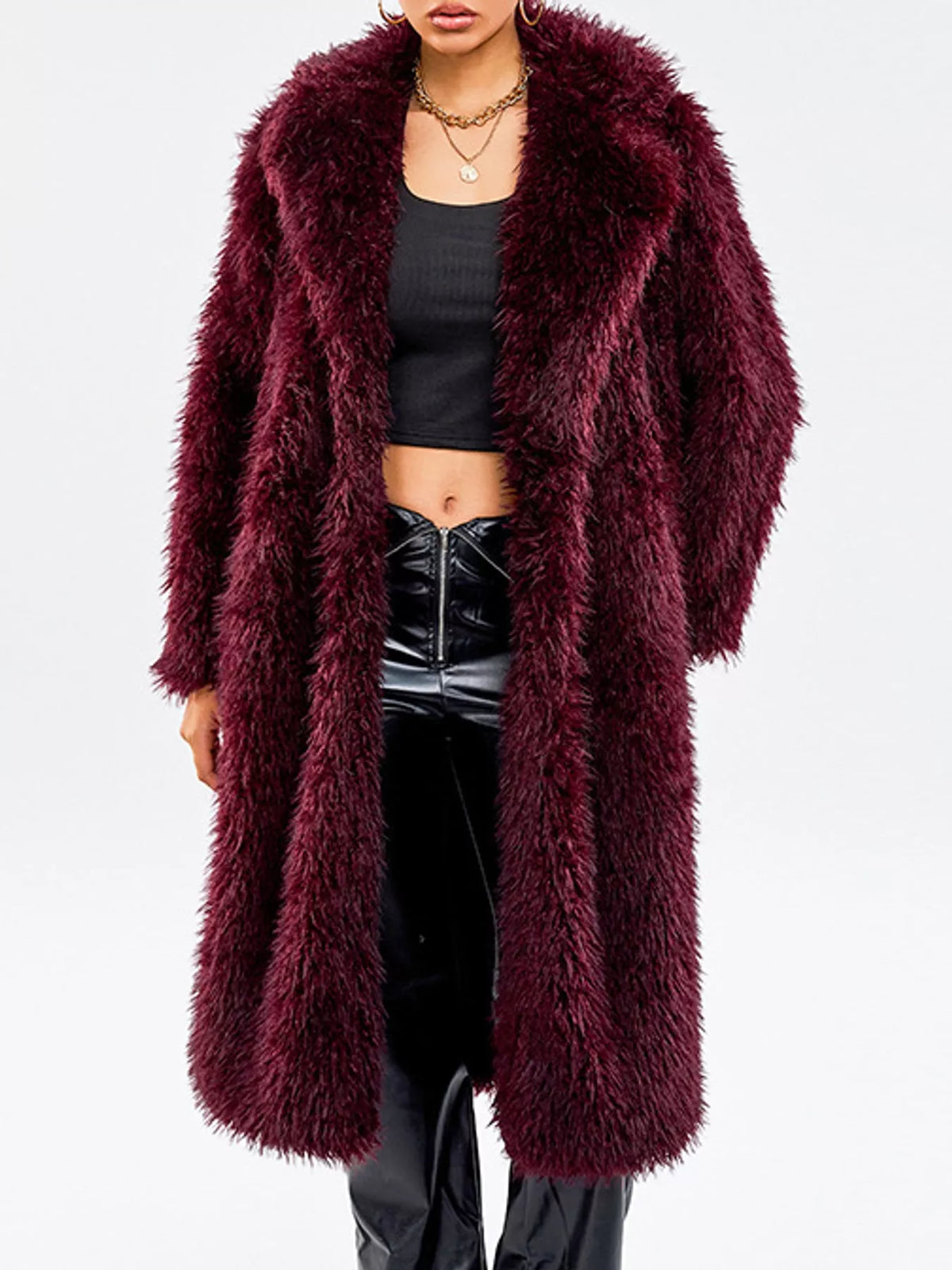 Collared long sleeve jacket, front view on model