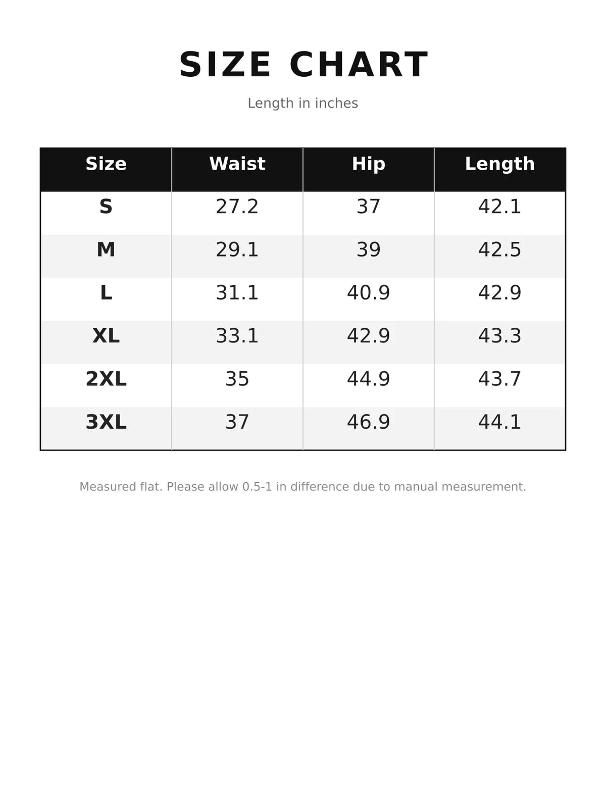Size chart for lace cutout wide-leg jeans