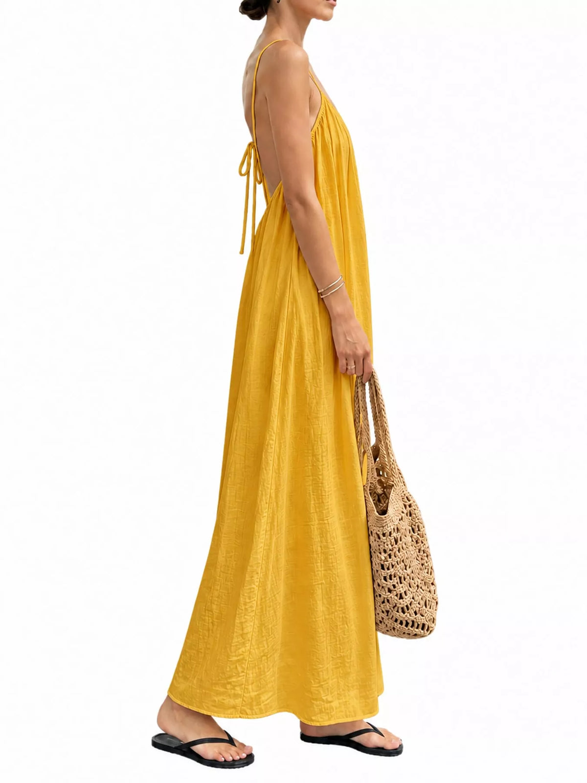 Backless Spaghetti Strap Maxi Dress — side view