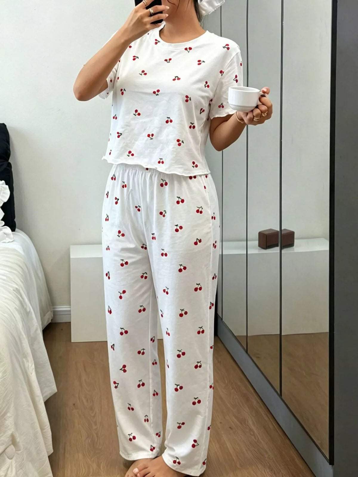 Trendsi Polka Dot Short Sleeve Top and Shorts Set -