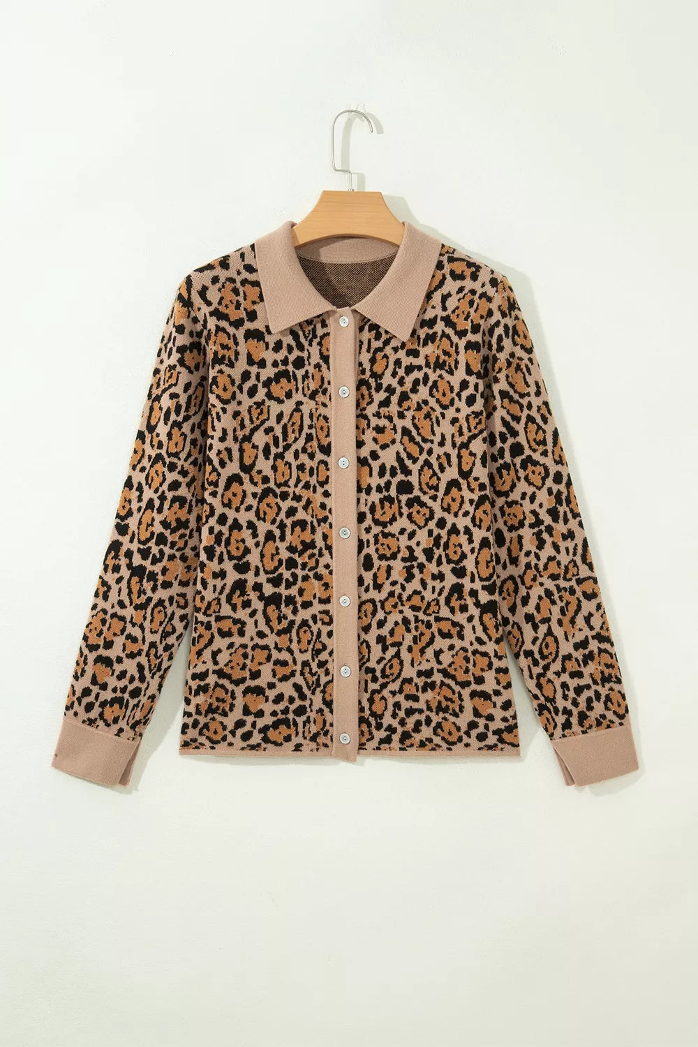 Trendsi Leopard Print Button-Up Cardigan Long Sleeve Cardigans -