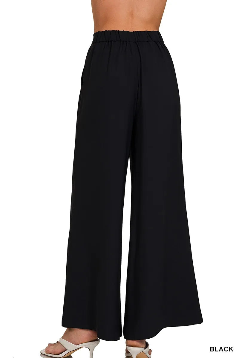 Women's Relaxed Wide-Leg Pants With Elastic Waist and Pockets — product view 3