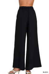 Trendsi Zenana Relaxed Fit Elastic Waisted Wide Leg Pants -
