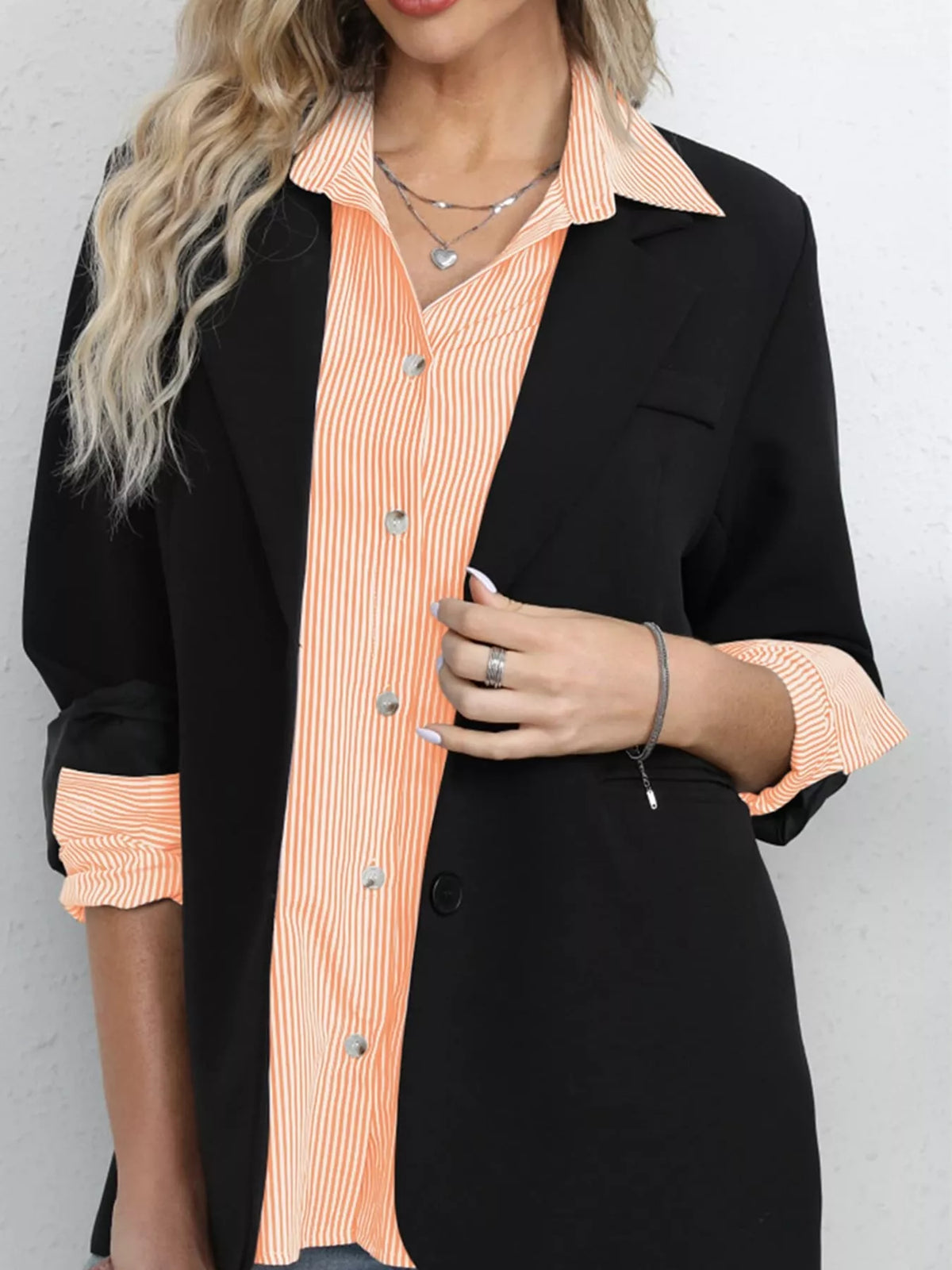 Orange striped button-down shirt