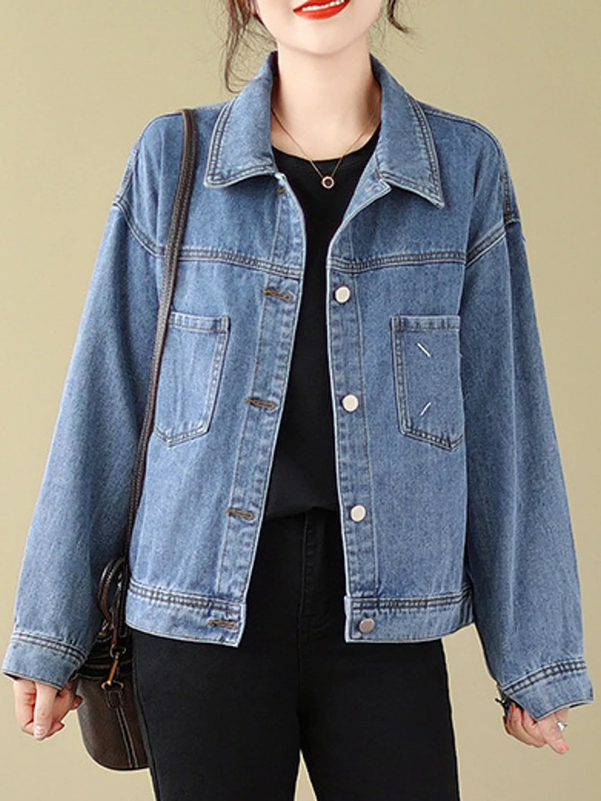 Vintage Button-Up Denim Jacket — front view