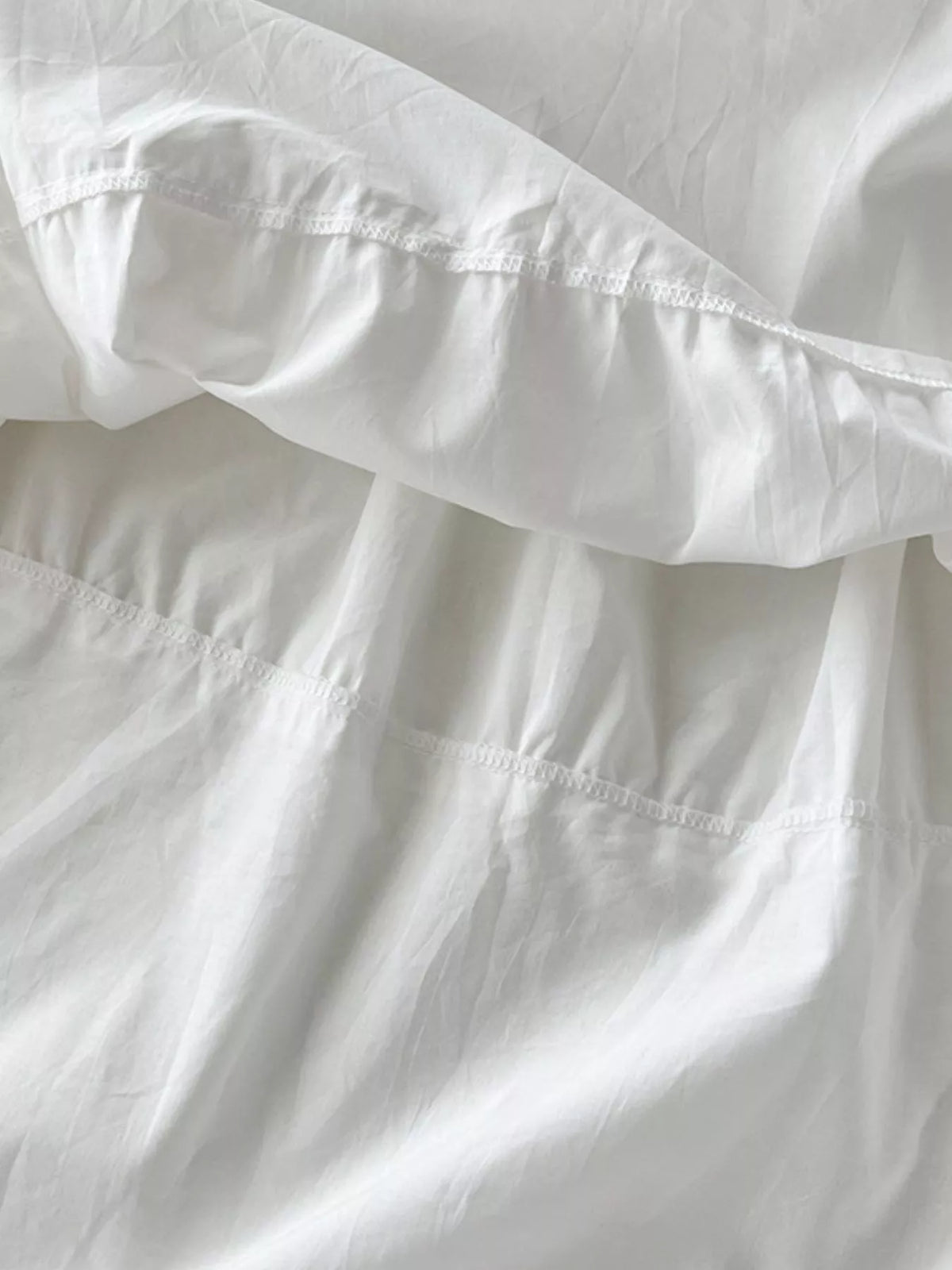 Women's Ruffled Square Neck Tiered Maxi Dress in white — tier detail view