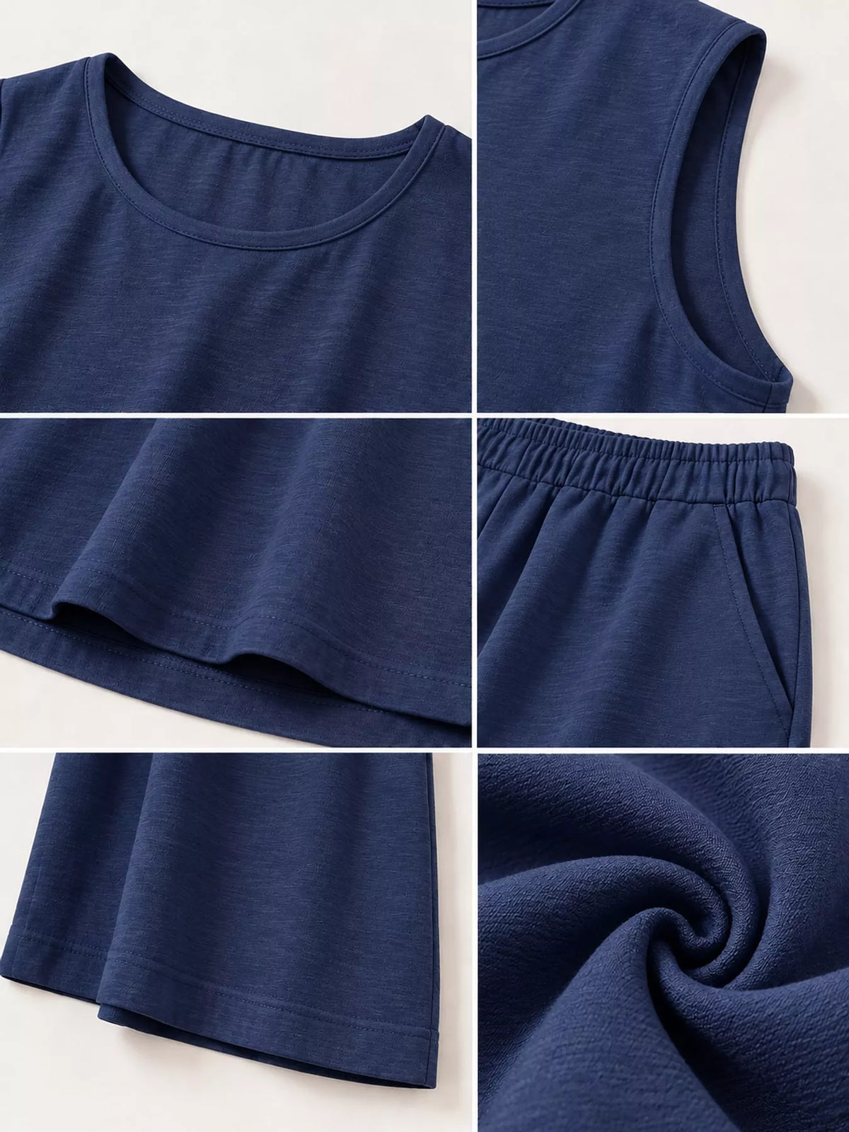 Sleeveless Tank Top and Wide-Leg Pants Set — construction details