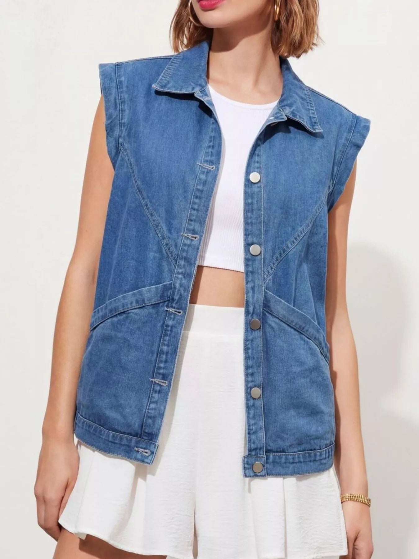 Trendsi Button-Down Denim Vest -