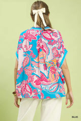 Trendsi Umgee Abstract Print Oversized Top -