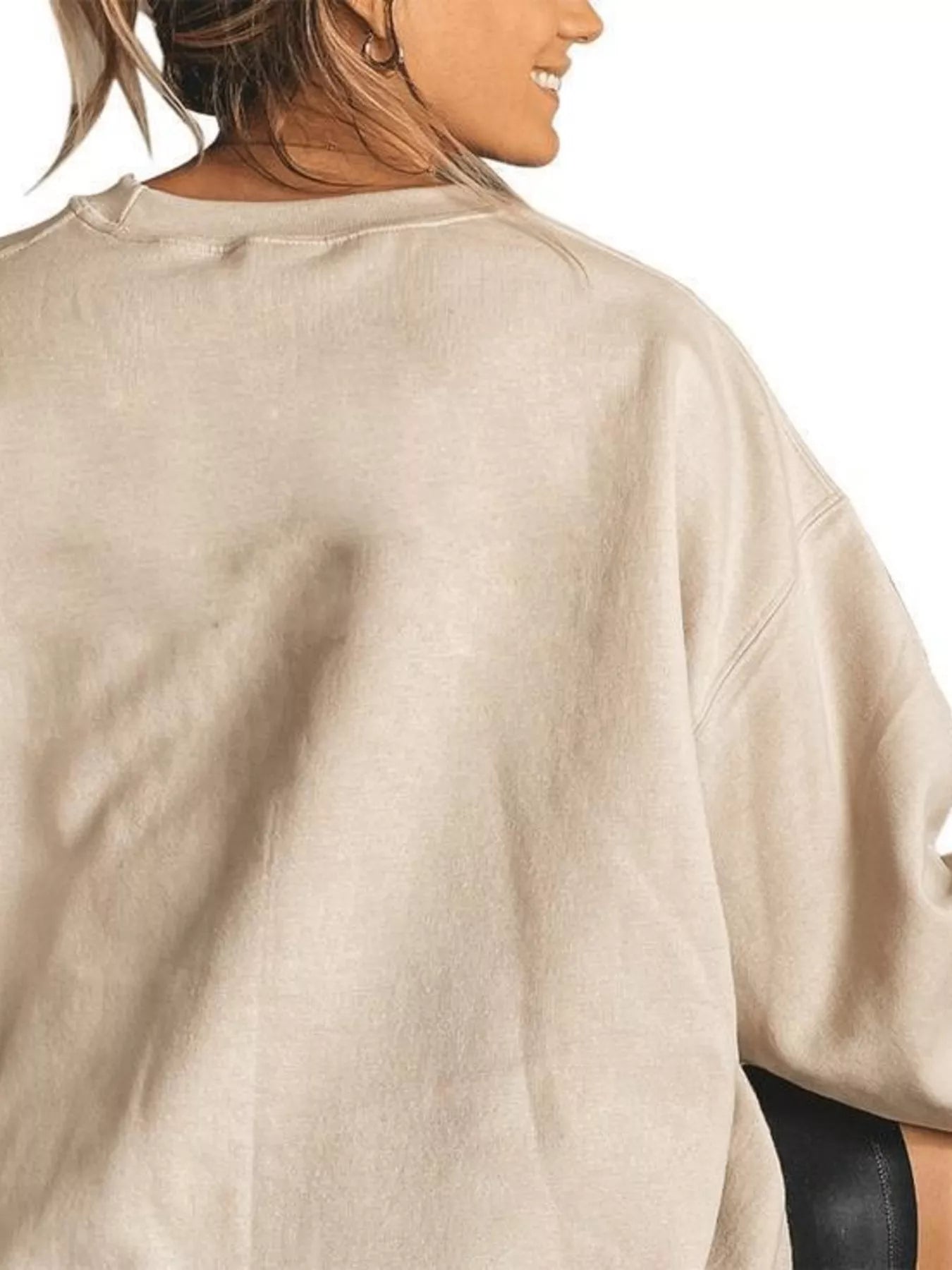 Trendsi Halloween Pumpkin Floral Round Neck Sweatshirt -