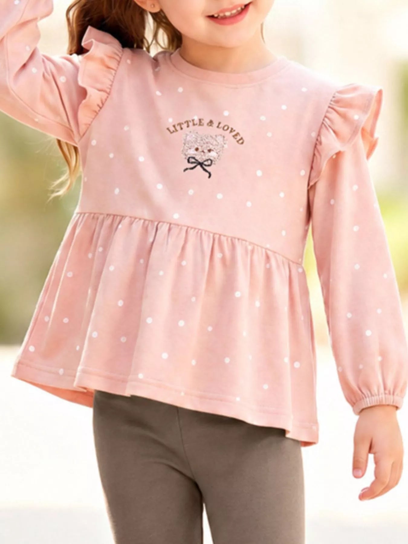 Trendsi Children's Ruffled Peplum Top and Leggings Set -
