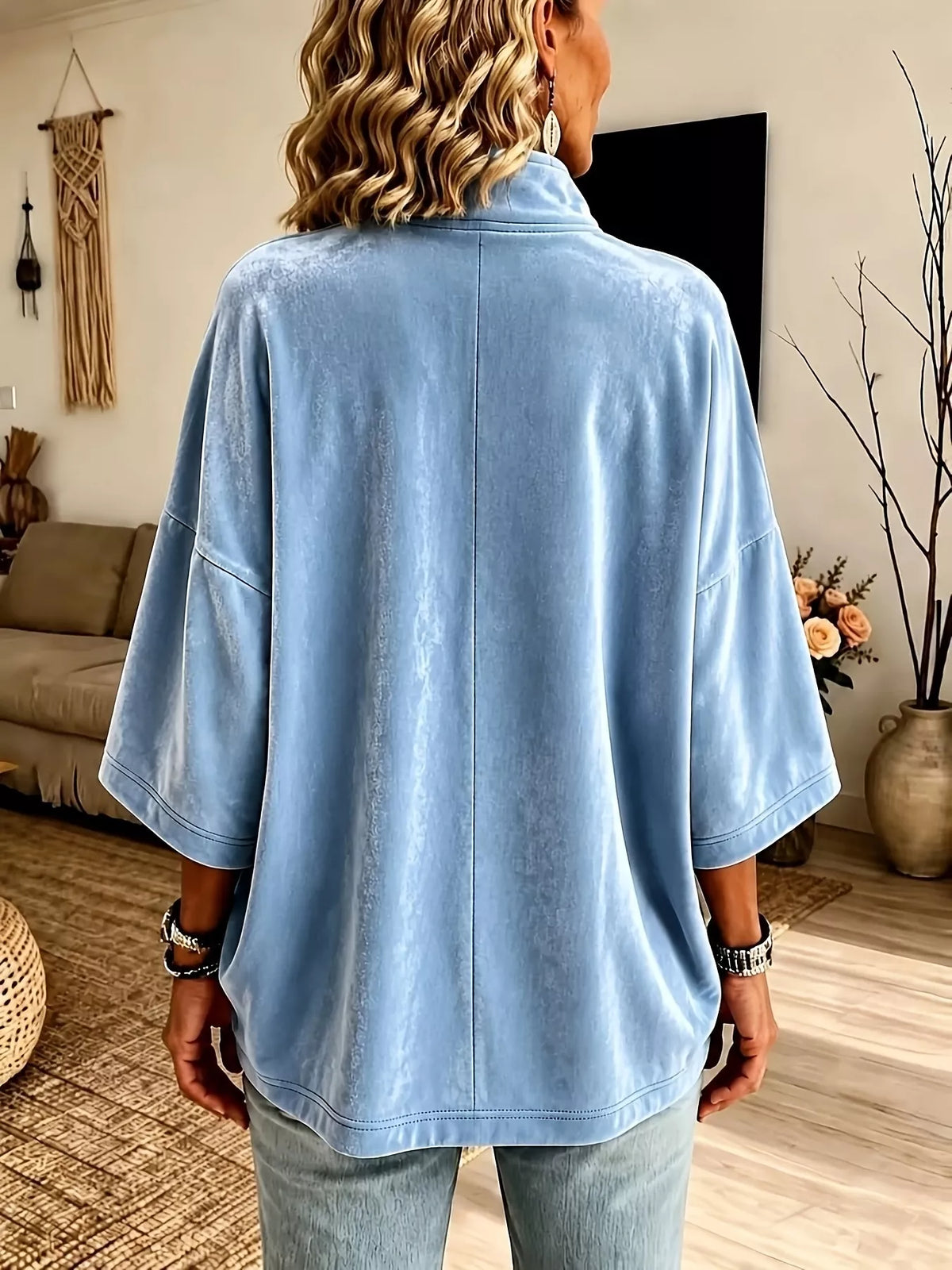 Trendsi Full Size Velvet Quarter-Zip Sweatshirt Plus Size -