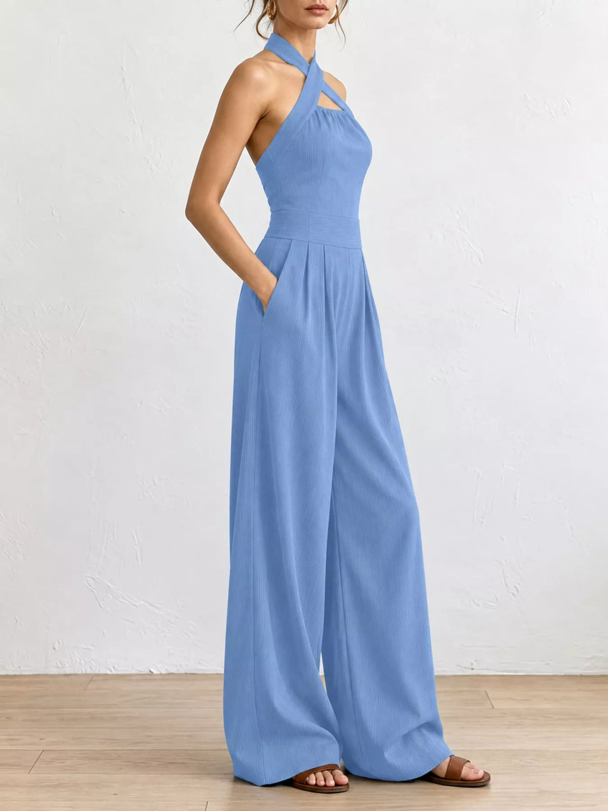 Wide-leg jumpsuit, light blue side