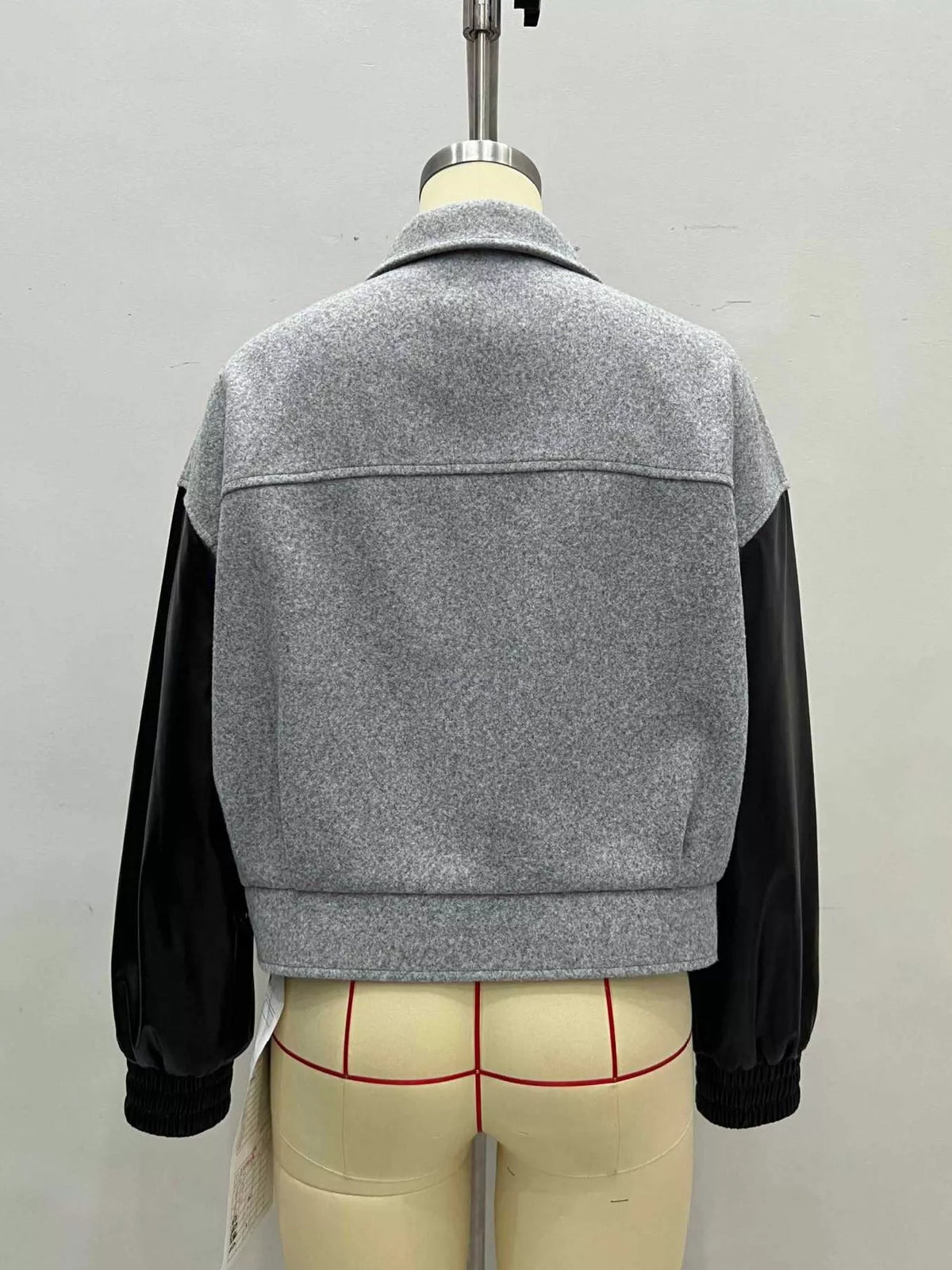 Light Gray Color-Block Zip-Up Jacket mannequin back view