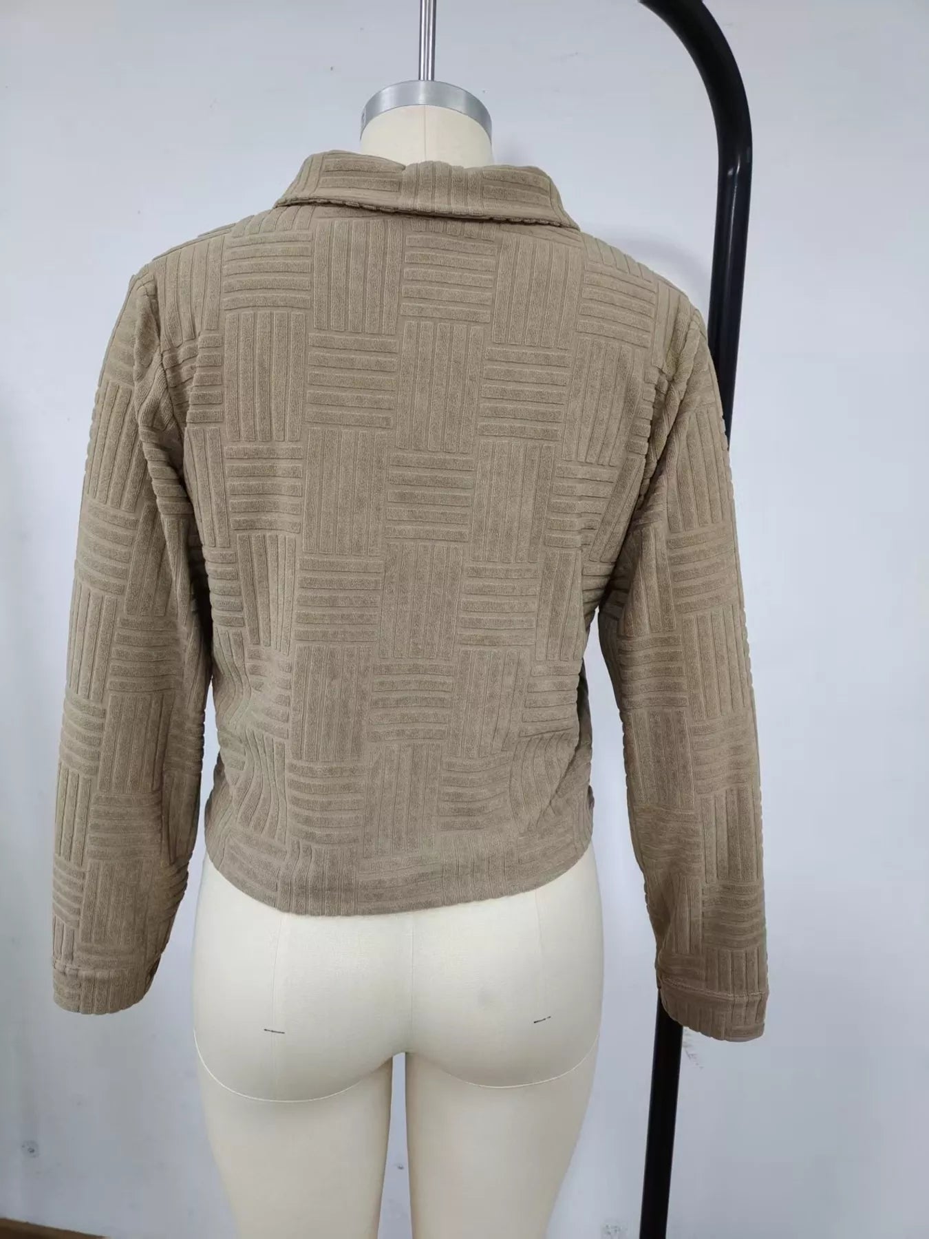Trendsi Textured Corduroy Button-Front Cropped Jacket -
