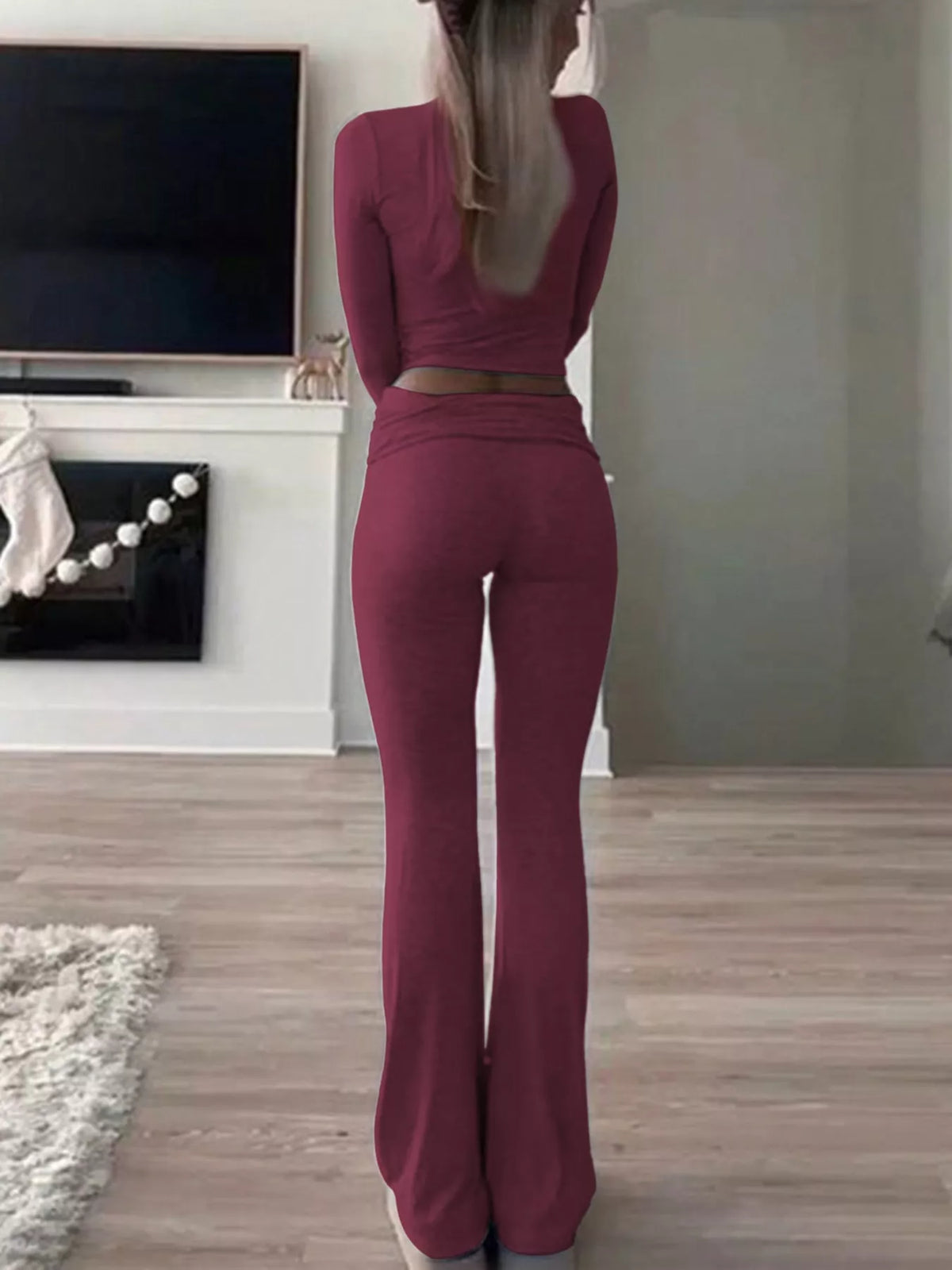 Top and pants set, back view